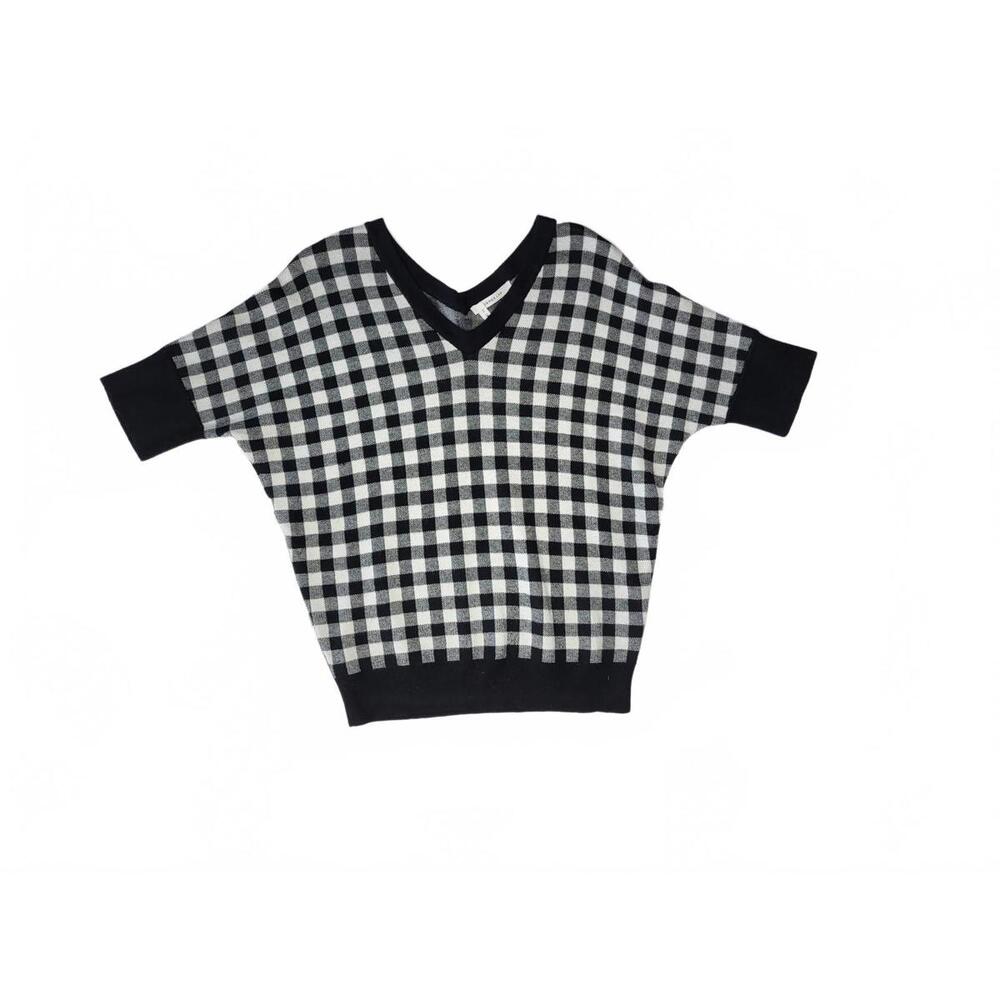 Derek Lam 10 Crosby Black,White Gingham Sweater Short Sleeve